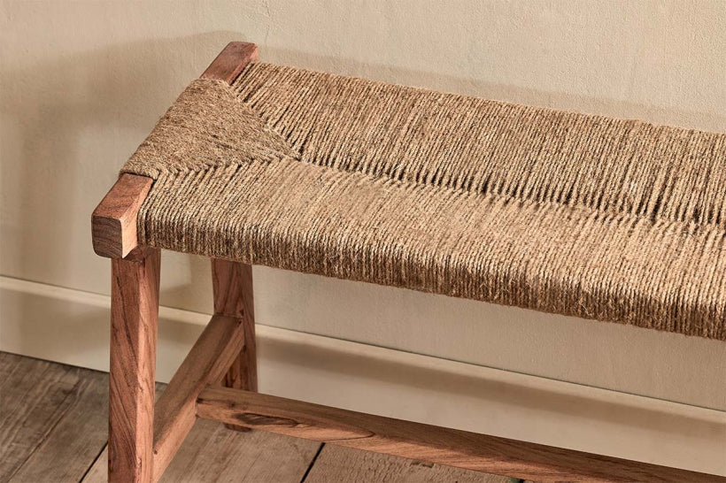 Amhara Acacia & Jute Woven Bench - Stable Home Garden