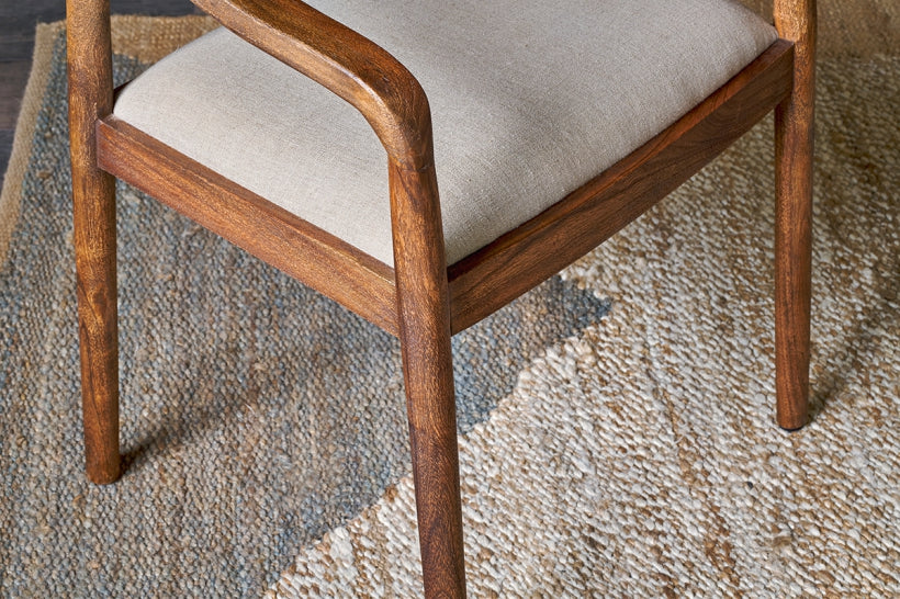 Anbu Acacia Upholstered Dining Chair - Washed Walnut - Stable Home Garden