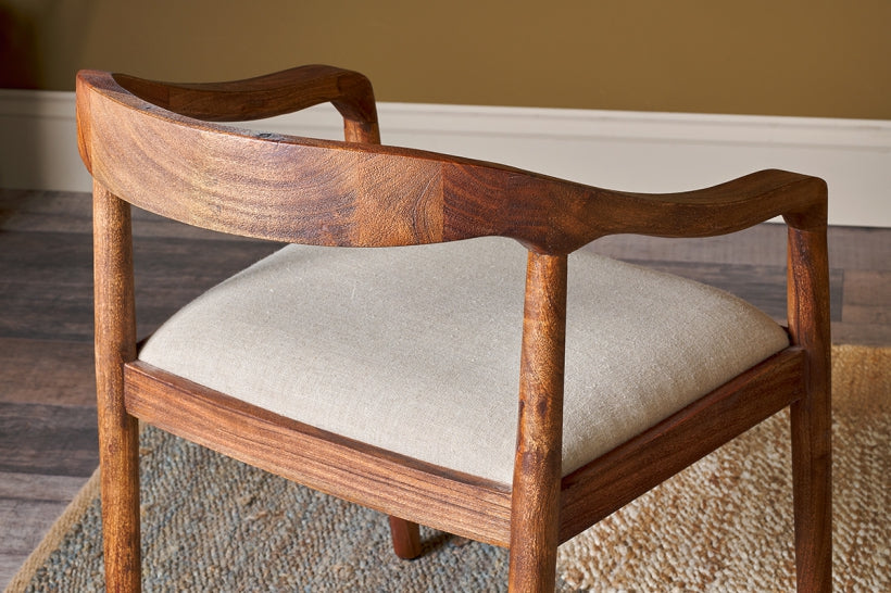 Anbu Acacia Upholstered Dining Chair - Washed Walnut - Stable Home Garden