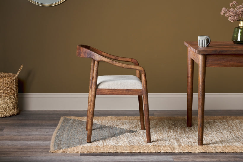 Anbu Acacia Upholstered Dining Chair - Washed Walnut - Stable Home Garden
