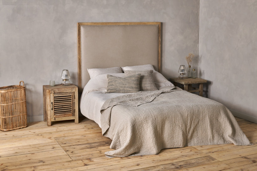 Anesha Upholstered Linen Headboard - Natural - King - Stable Home Garden