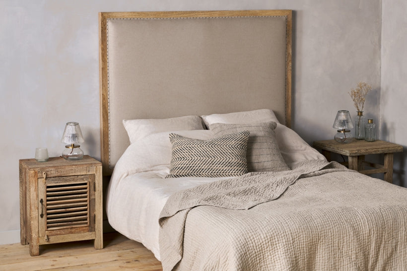 Anesha Upholstered Linen Headboard - Natural - King - Stable Home Garden