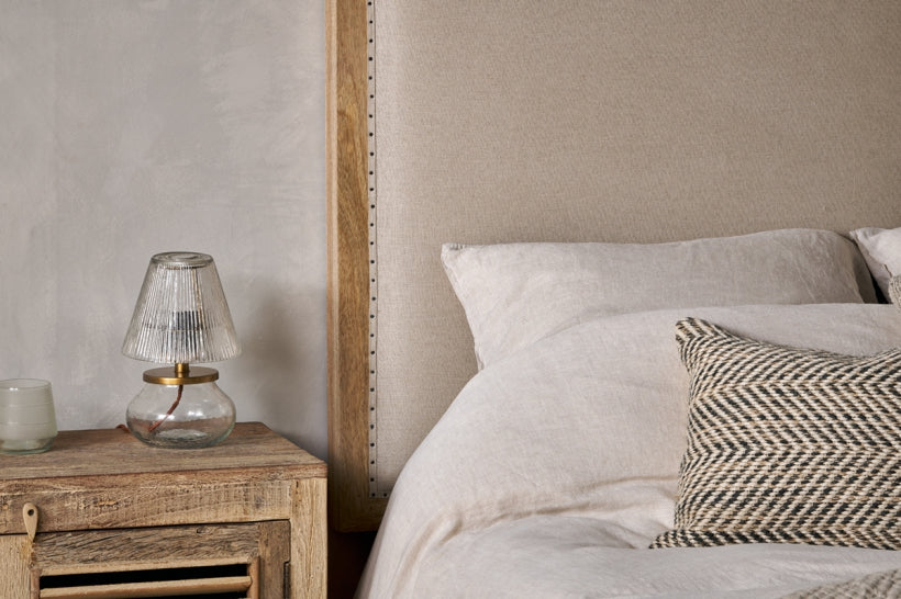 Anesha Upholstered Linen Headboard - Natural - King - Stable Home Garden