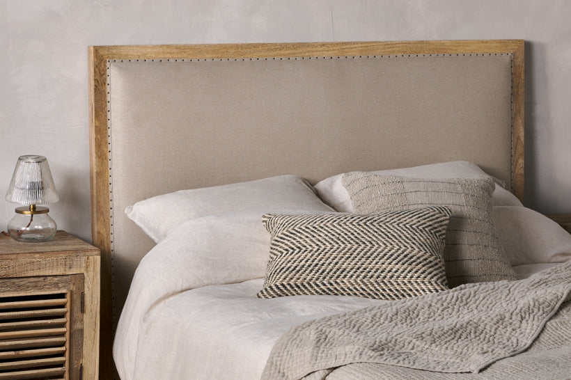 Anesha Upholstered Linen Headboard - Natural - Super King - Stable Home Garden