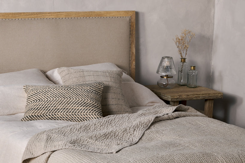 Anesha Upholstered Linen Headboard - Natural - Super King - Stable Home Garden