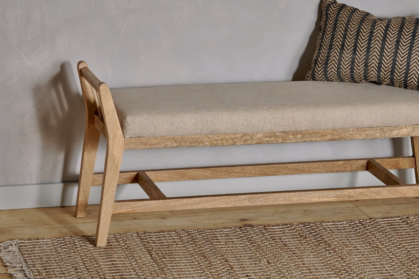 Avanthi Upholstered Sleigh Bench - Natural - Stable Home Garden