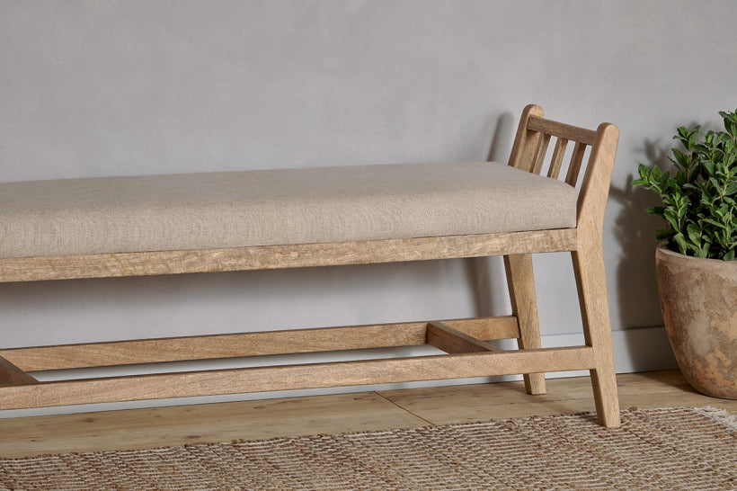Avanthi Upholstered Sleigh Bench - Natural - Stable Home Garden