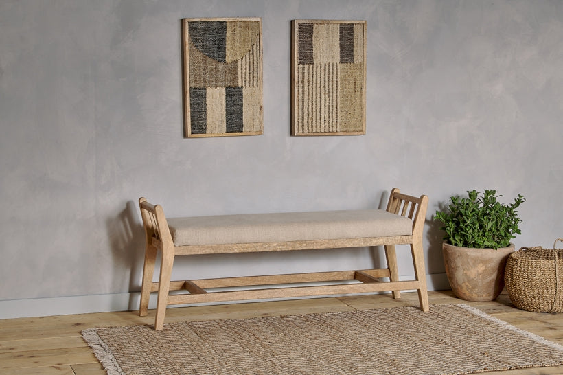 Avanthi Upholstered Sleigh Bench - Natural - Stable Home Garden