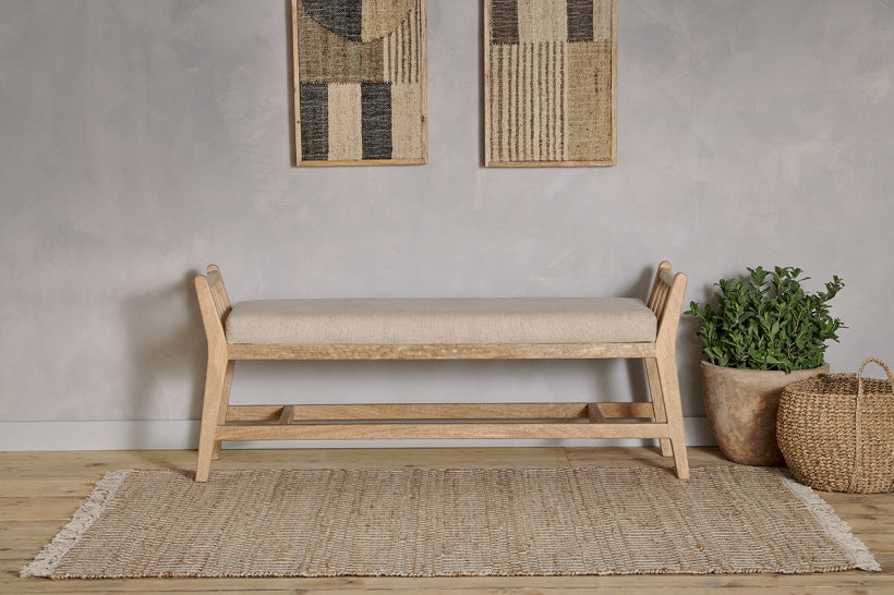 Avanthi Upholstered Sleigh Bench - Natural - Stable Home Garden