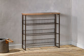 Kiyoma Iron & Wood Tall Standing Shelves - Natural - Stable Home Garden