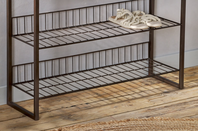 Kiyoma Iron & Wood Tall Standing Shelves - Natural - Stable Home Garden