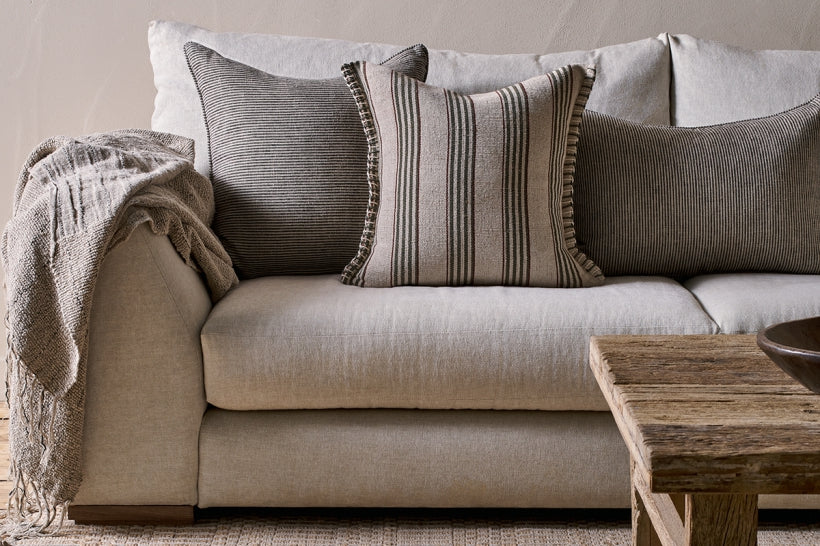 Kaia Jute & Cotton Cushion Cover - Moss Green & Rust - Stable Home Garden