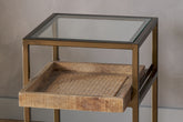 Luzon Iron & Mango Wood Display Side Table - Brass - Stable Home Garden
