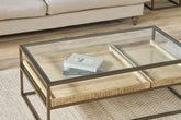 Luzon Iron & Mango Wood Display Coffee Table - Brass - Stable Home Garden