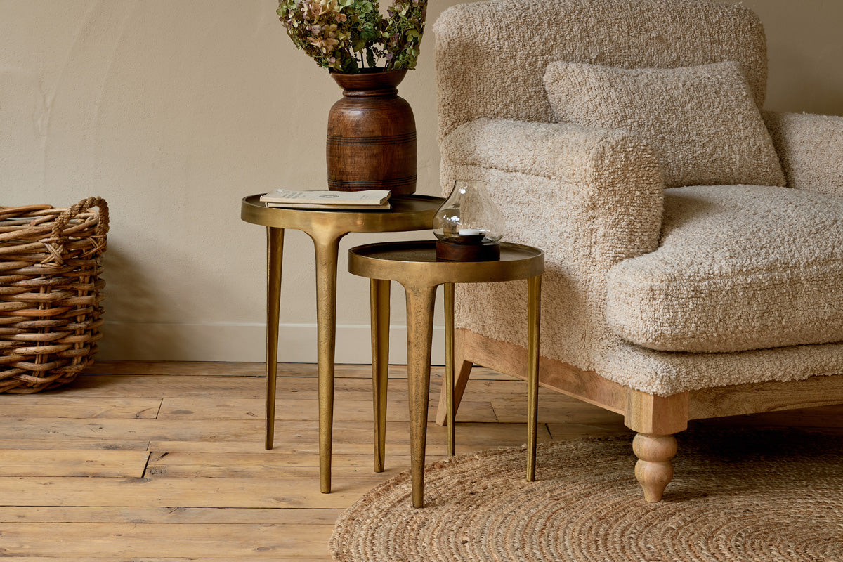 Rohia Cast Metal Table - Brass - Stable Home Garden