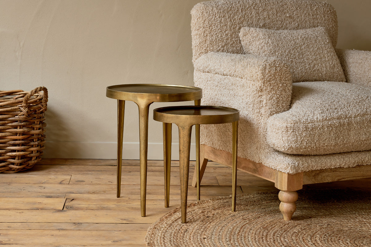 Rohia Cast Metal Table - Brass - Stable Home Garden