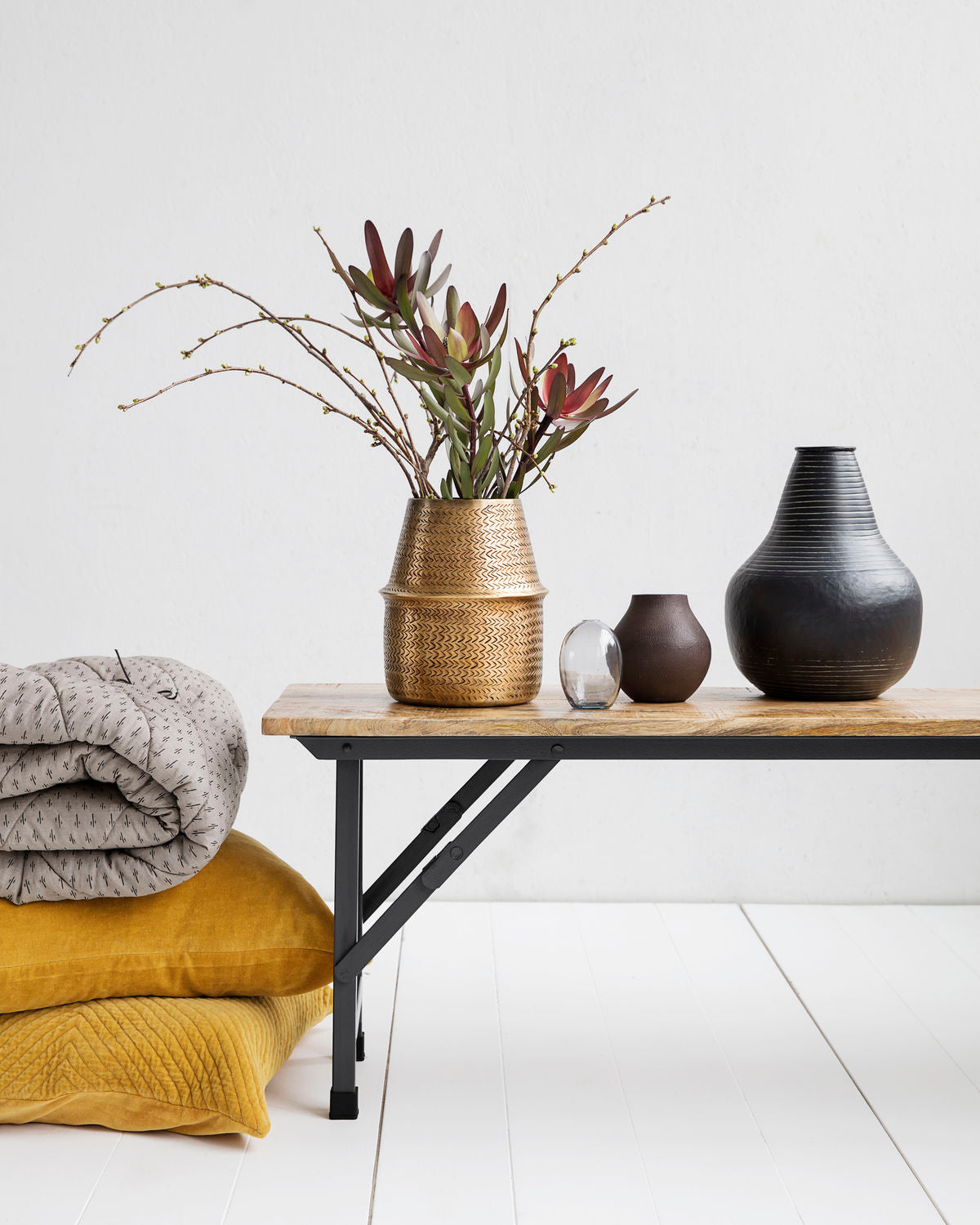 Rattan planter - Brass finish - Stable Home Garden