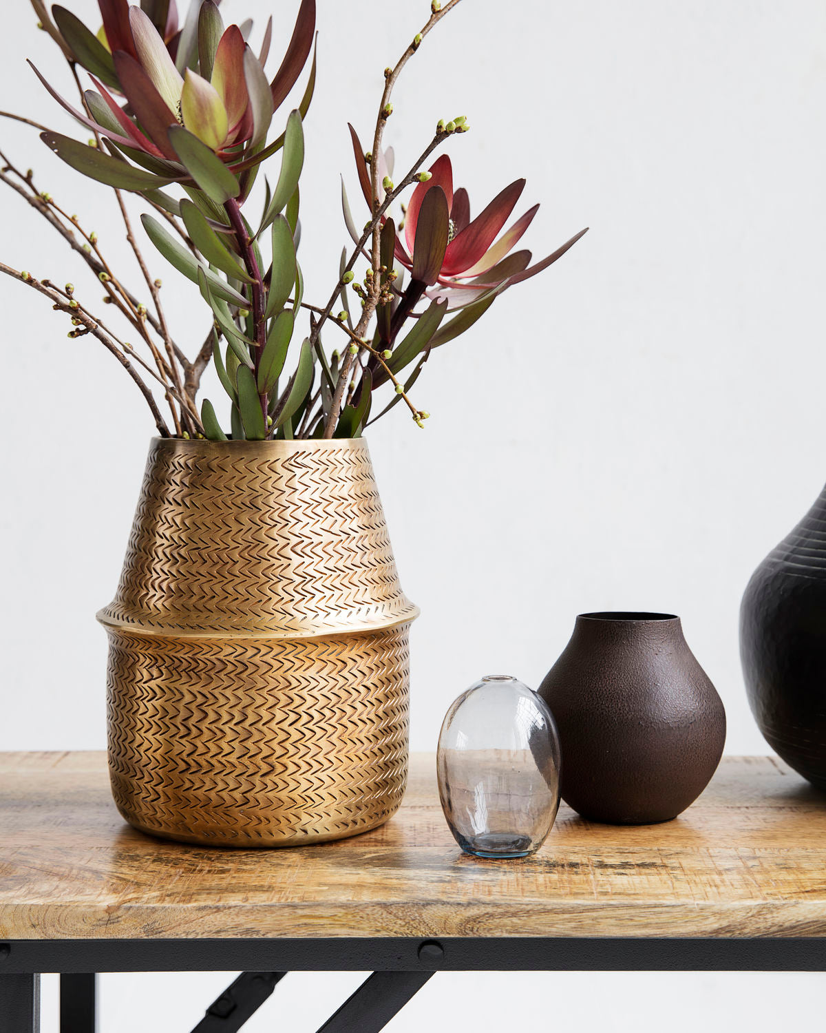 Rattan planter - Brass finish - Stable Home Garden