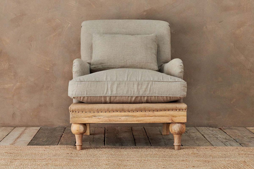 Abe Linen Armchair - Stone - Stable Home Garden