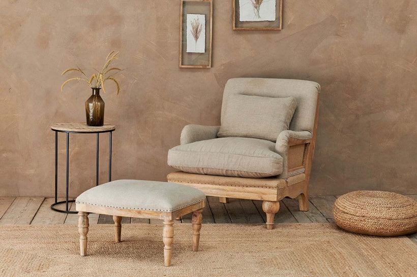 Abe Linen Armchair - Stone - Stable Home Garden