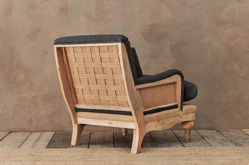 Abe Linen Armchair - Charcoal - Stable Home Garden