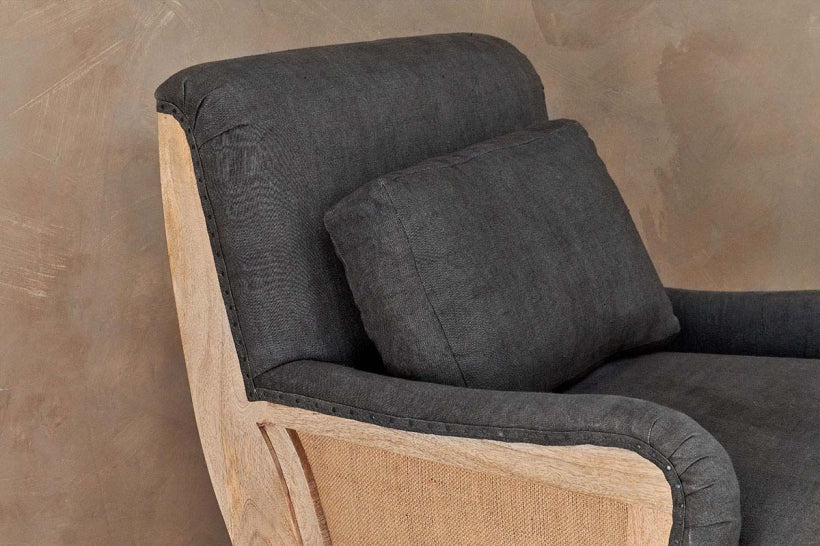 Abe Linen Armchair - Charcoal - Stable Home Garden