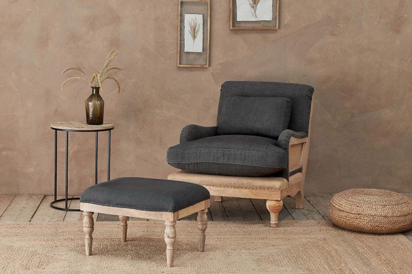 Abe Linen Armchair - Charcoal - Stable Home Garden
