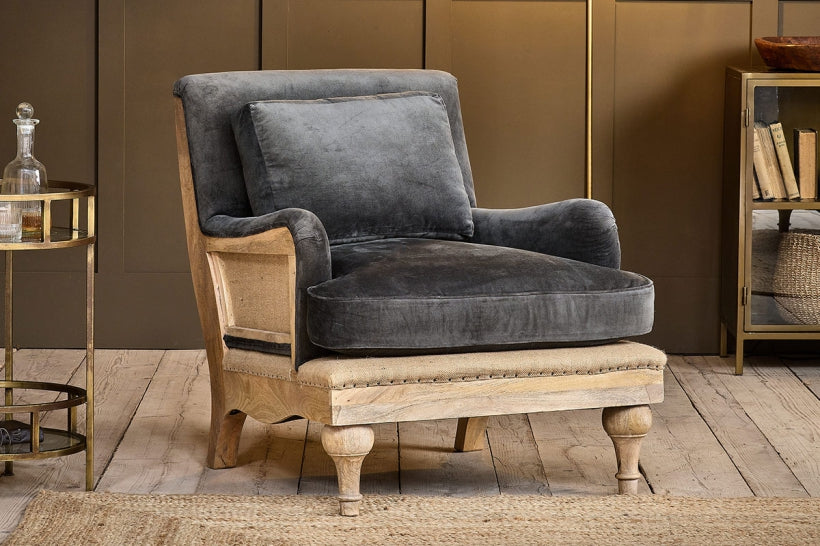 Abe Velvet Armchair - Moss - Stable Home Garden
