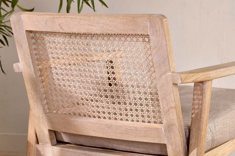 Atri Mango Wood & Cane Occasional Chair - Stable Home Garden