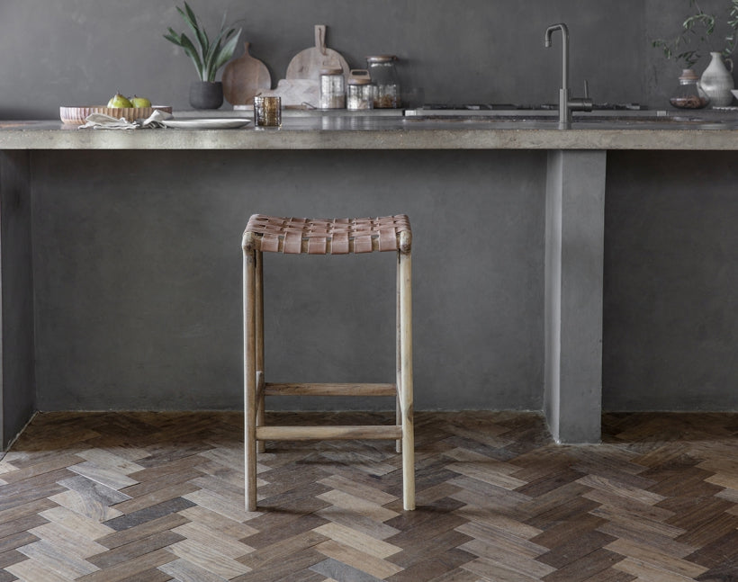 Adembi Woven Leather Counter Stool - Stable Home Garden