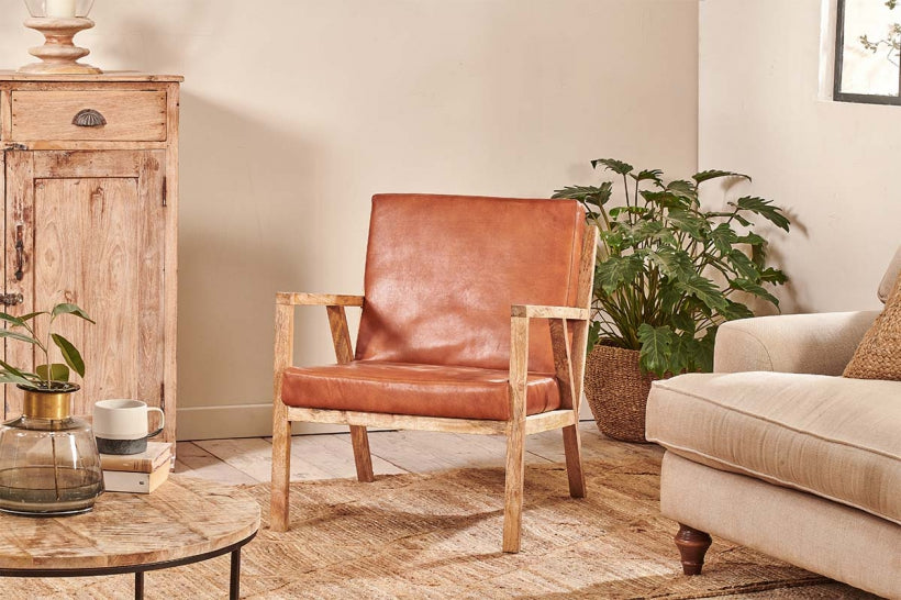 Bolpur Leather Armchair - Stable Home Garden