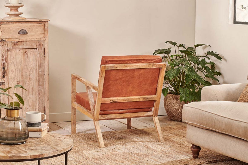 Bolpur Leather Armchair - Stable Home Garden