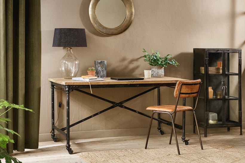 Benia Iron & Reclaimed Wood Desk - Stable Home Garden