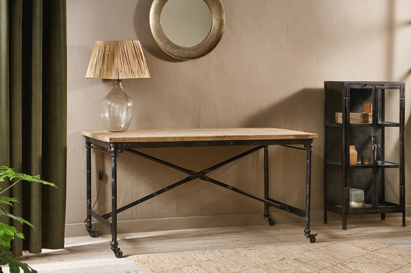 Benia Iron & Reclaimed Wood Desk - Stable Home Garden