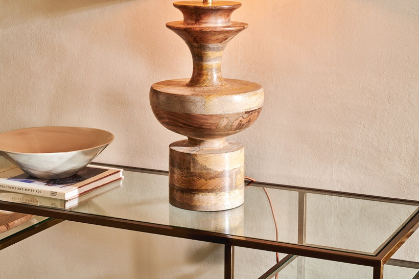 Badur Mango Wood Table Lamp - Stable Home Garden