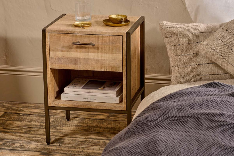 Dasai Mango Wood Bedside Table - Stable Home Garden