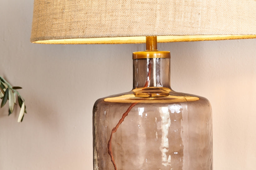 Edina Recycled Glass Table Lamp - Smoke Brown - Small - Stable Home Garden