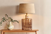 Edina Recycled Glass Table Lamp - Smoke Brown - Large - Stable Home Garden