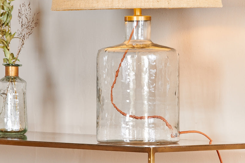 Edina Recycled Glass Table Lamp - Clear - Large - Stable Home Garden