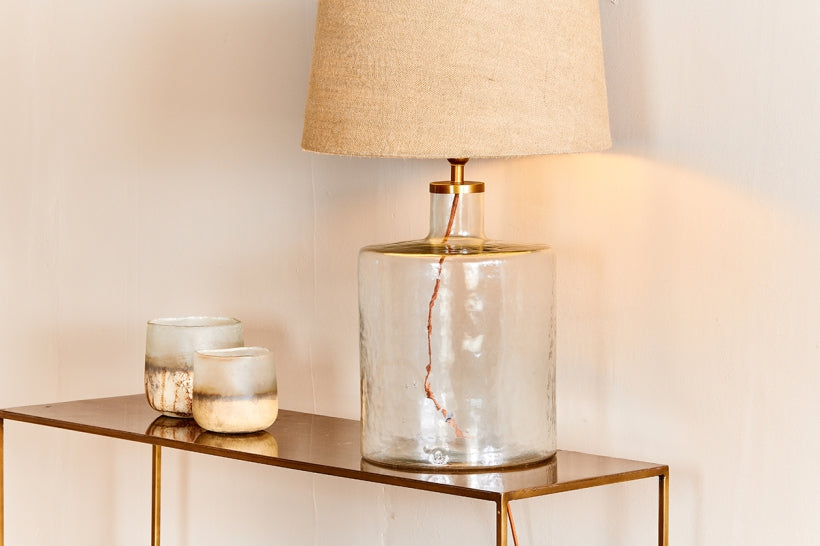 Edina Recycled Glass Table Lamp - Clear - Large - Stable Home Garden