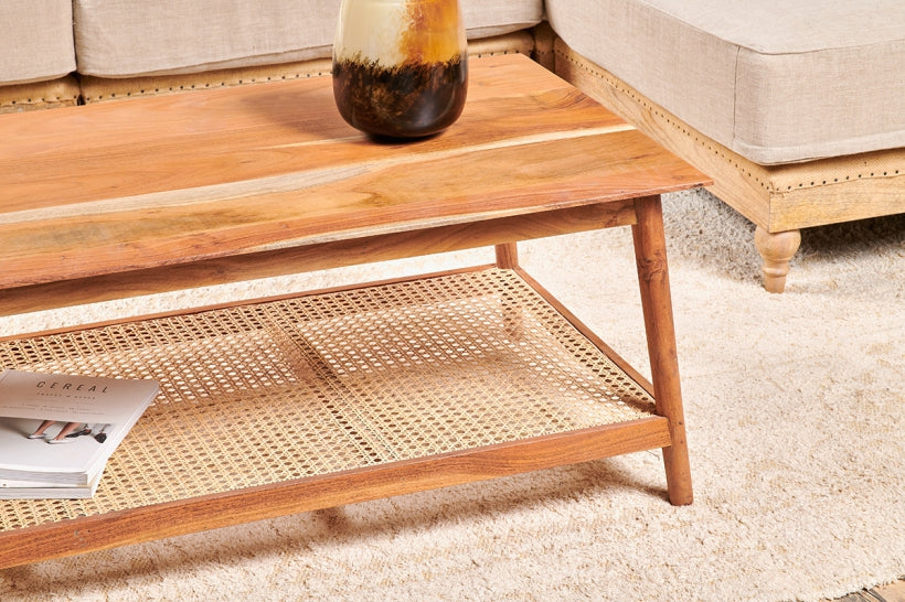 Erabar Acacia & Cane Coffee Table - Stable Home Garden