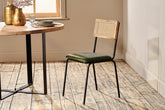 Iswa Leather And Cane Dining Chair - Green - Stable Home Garden