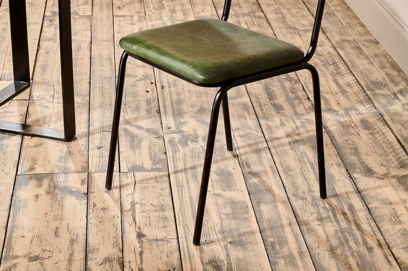 Iswa Leather And Cane Dining Chair - Green - Stable Home Garden