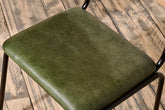 Iswa Leather And Cane Dining Chair - Green - Stable Home Garden
