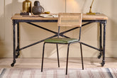 Iswa Leather And Cane Dining Chair - Green - Stable Home Garden