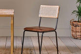Iswa Leather & Cane Dining Chair - Tan - Stable Home Garden