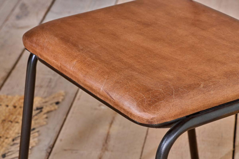 Iswa Leather & Cane Dining Chair - Tan - Stable Home Garden
