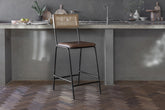 Iswa Leather & Cane Counter Chair - Stable Home Garden