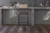 Iswa Leather & Cane Counter Chair - Stable Home Garden
