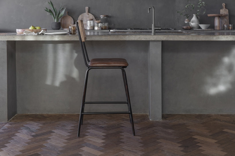 Iswa Leather & Cane Counter Chair - Stable Home Garden